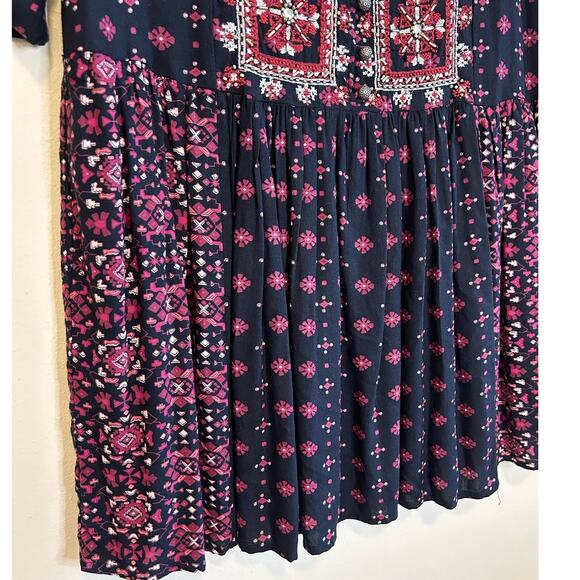 Anthropologie Vanessa Virginia Kaleidoscope Mini Dress Long X-Small Boho Tunic - Picture 6 of 11